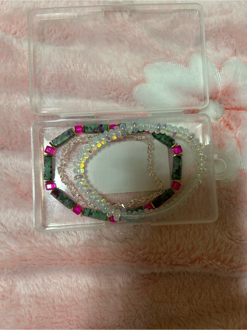 Pink & Green Beaded Women's Bracelet Set